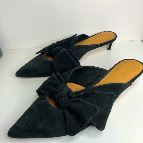 JOIE Caleah Black Suede Mule Heel Sandal Pump - Picture 3 of 10